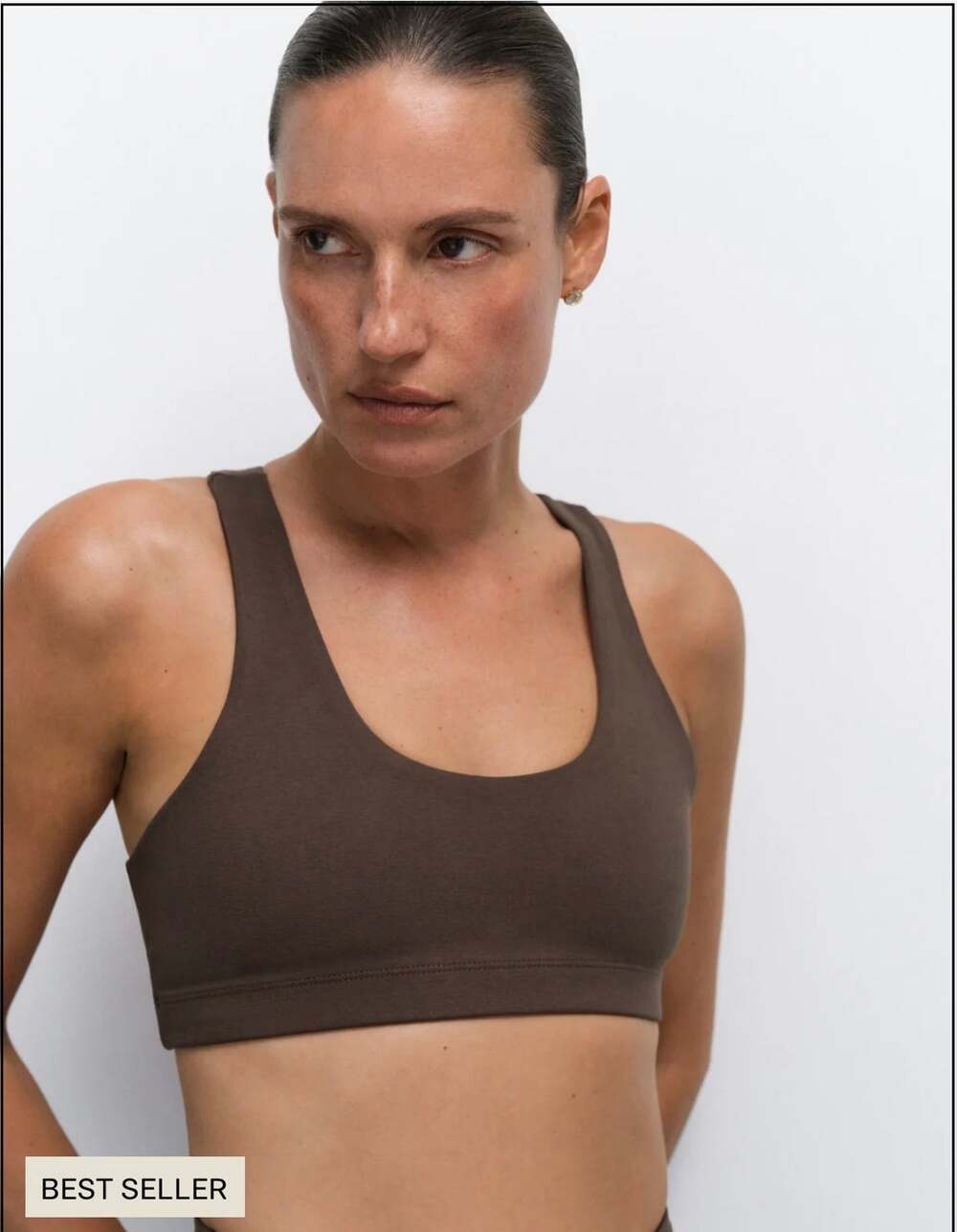 New MATE the Label organic stretch sports bra mocha brown medium